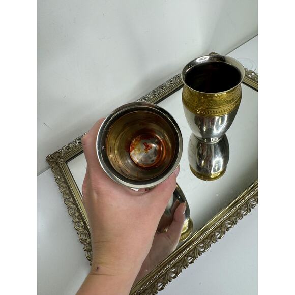 Stunning Rare Antique Silver and Brass Vases with Floral Design - Picture 7 of 10